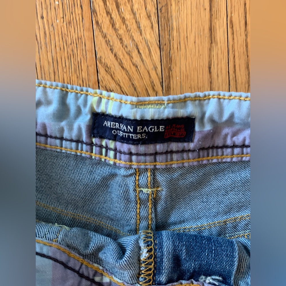American Eagle Low Rise 8 Jean Shorts‎ Stretch Y2K Mini Denim Hot Pants Blue - Picture 6 of 11